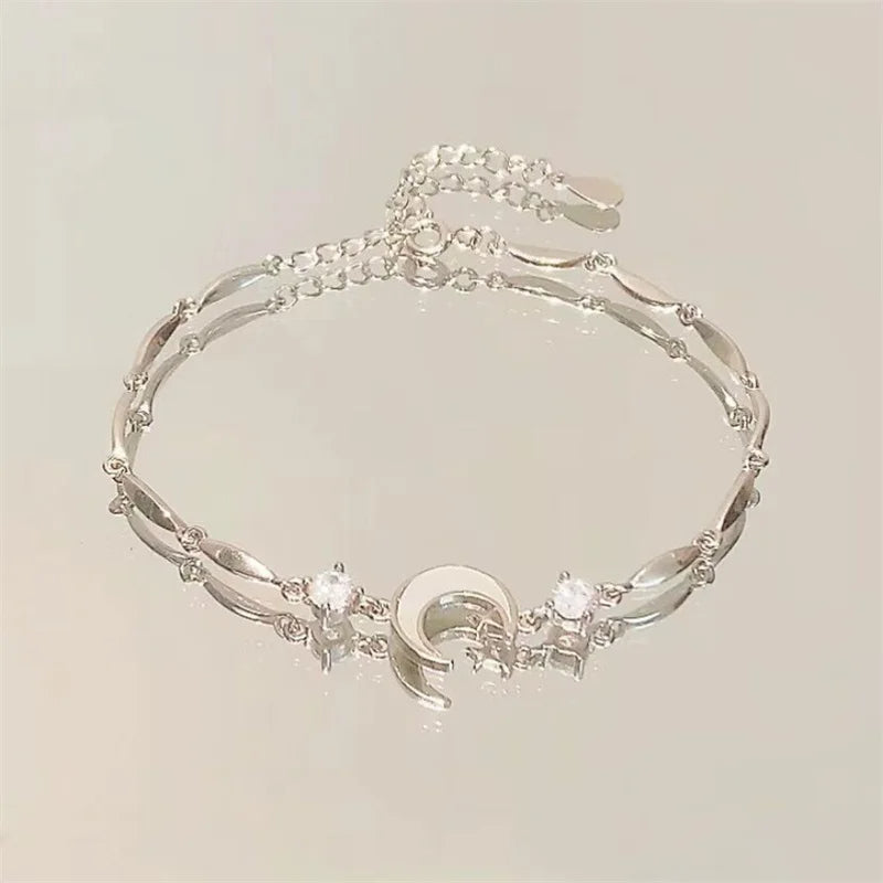 Elegant Crystal Flowers Bracelet Moon Cherry Blossom Bow Zircon Bracelets luxury Jewelry Gift