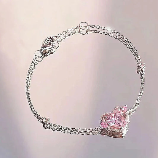 Elegant Crystal Flowers Bracelet For Women Y2K Sweet Girls Moon Cherry Blossom Bow Zircon Bracelets Luxury Designer Jewelry Gift